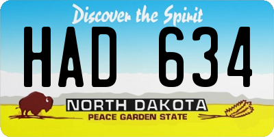 ND license plate HAD634