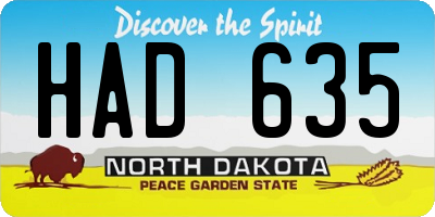 ND license plate HAD635