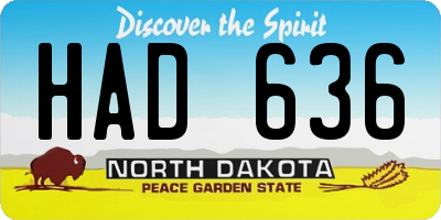 ND license plate HAD636