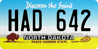 ND license plate HAD642