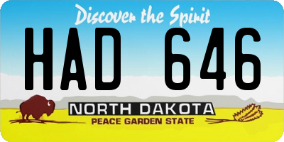 ND license plate HAD646