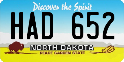 ND license plate HAD652