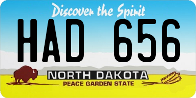 ND license plate HAD656