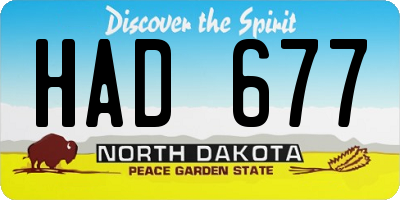 ND license plate HAD677