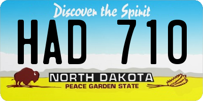 ND license plate HAD710