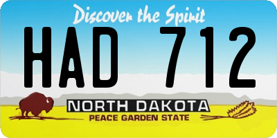 ND license plate HAD712