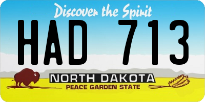 ND license plate HAD713