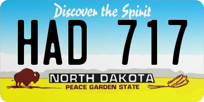 ND license plate HAD717