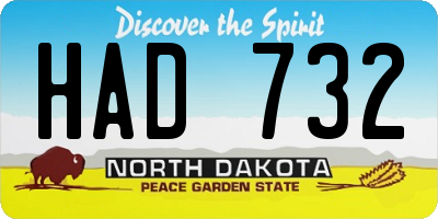 ND license plate HAD732