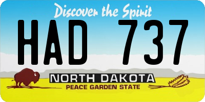 ND license plate HAD737