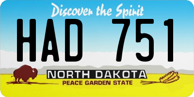 ND license plate HAD751