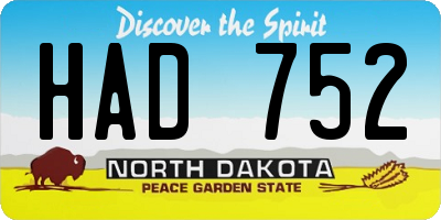 ND license plate HAD752