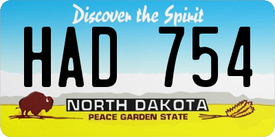 ND license plate HAD754