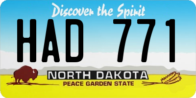 ND license plate HAD771