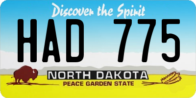 ND license plate HAD775