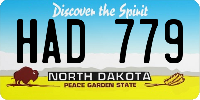 ND license plate HAD779