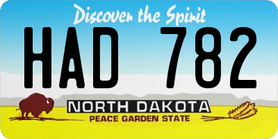 ND license plate HAD782