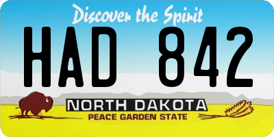 ND license plate HAD842