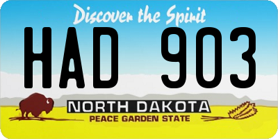 ND license plate HAD903