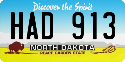 ND license plate HAD913