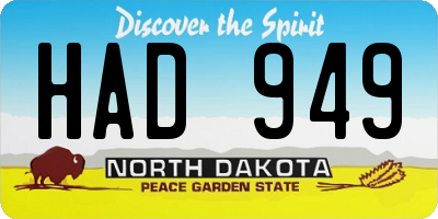 ND license plate HAD949