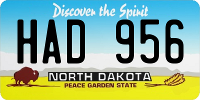 ND license plate HAD956