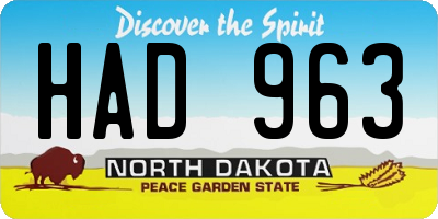 ND license plate HAD963