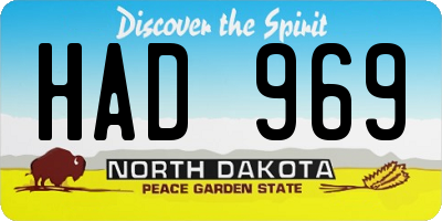 ND license plate HAD969