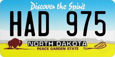 ND license plate HAD975