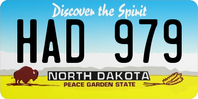 ND license plate HAD979