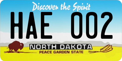 ND license plate HAE002