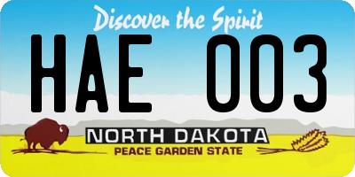 ND license plate HAE003