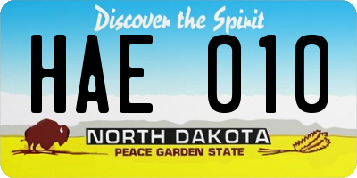 ND license plate HAE010