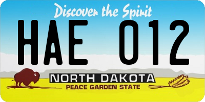 ND license plate HAE012