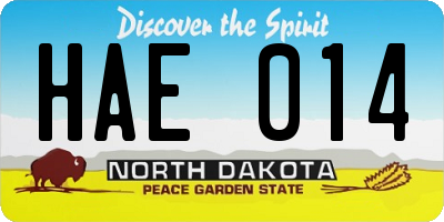 ND license plate HAE014