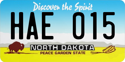 ND license plate HAE015