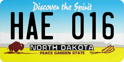 ND license plate HAE016