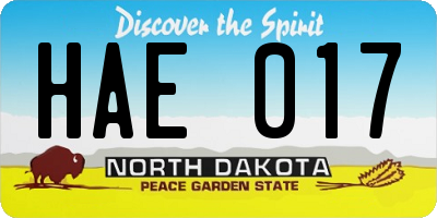 ND license plate HAE017