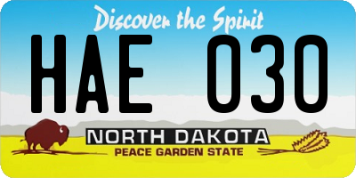 ND license plate HAE030