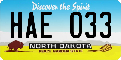 ND license plate HAE033