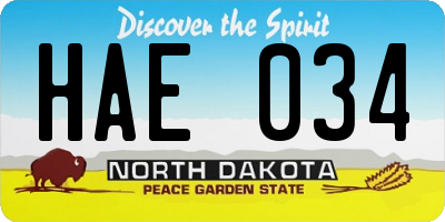 ND license plate HAE034