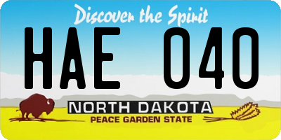 ND license plate HAE040