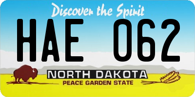 ND license plate HAE062