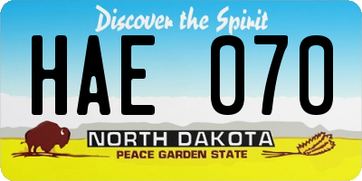 ND license plate HAE070