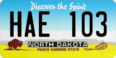 ND license plate HAE103