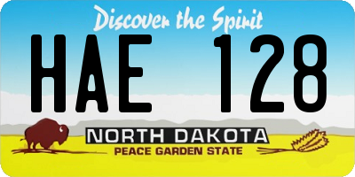 ND license plate HAE128