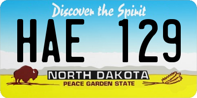 ND license plate HAE129