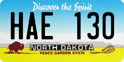 ND license plate HAE130