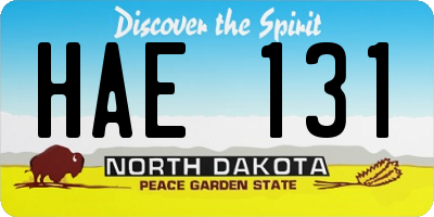 ND license plate HAE131