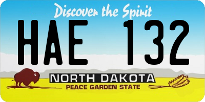 ND license plate HAE132